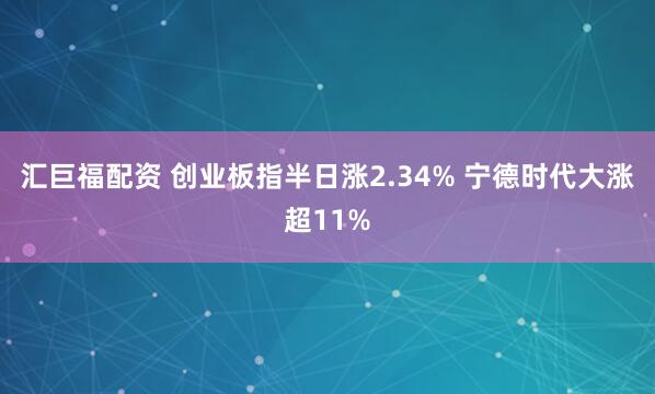 汇巨福配资 创业板指半日涨2.34% 宁德时代大涨超11%