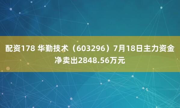 配资178 华勤技术(603296)7月18日主力资金净卖出2848.56万元