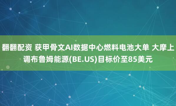 翻翻配资 获甲骨文AI数据中心燃料电池大单 大摩上调布鲁姆能源(BE.US)目标价至85美元