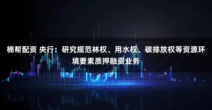楠帮配资 央行：研究规范林权、用水权、碳排放权等资源环境要素质押融资业务